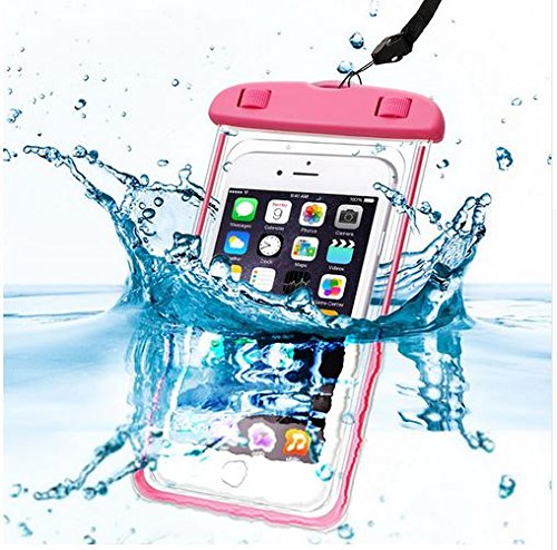Phonillico® Sac Waterproof Rose pour Samsung Galaxy au Choix - Coque Housse Etui Universel Boitier Pochette Lumineux Protection Tactile Souple Plastique...