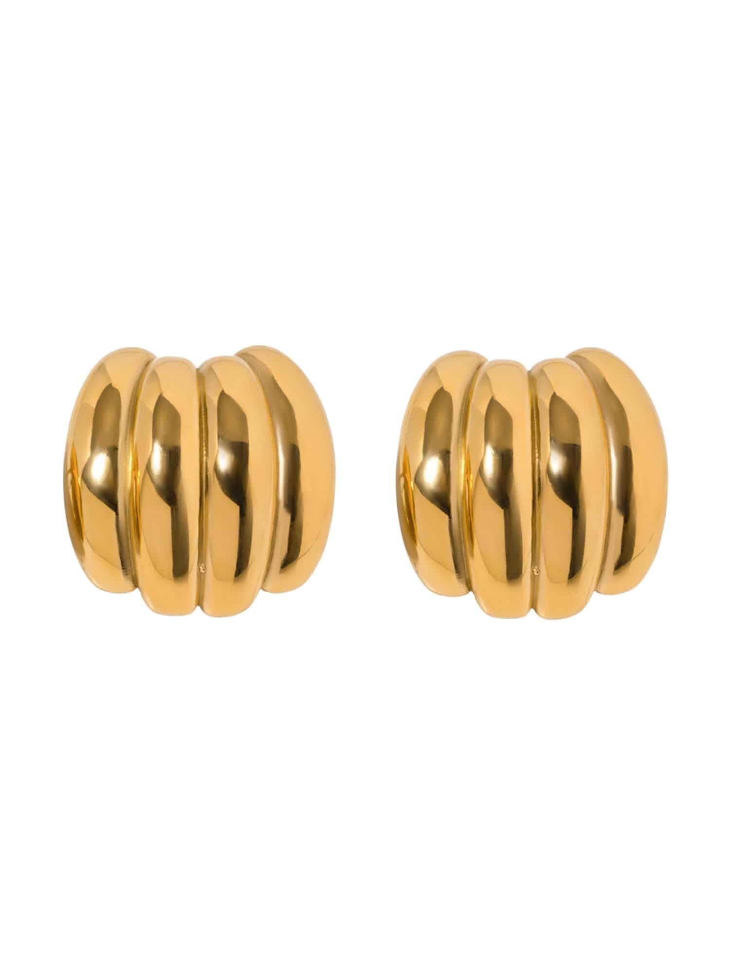 House of Hunter Ridged Dome Statement Earrings – Modern Gold-Tone Jewelry for Women