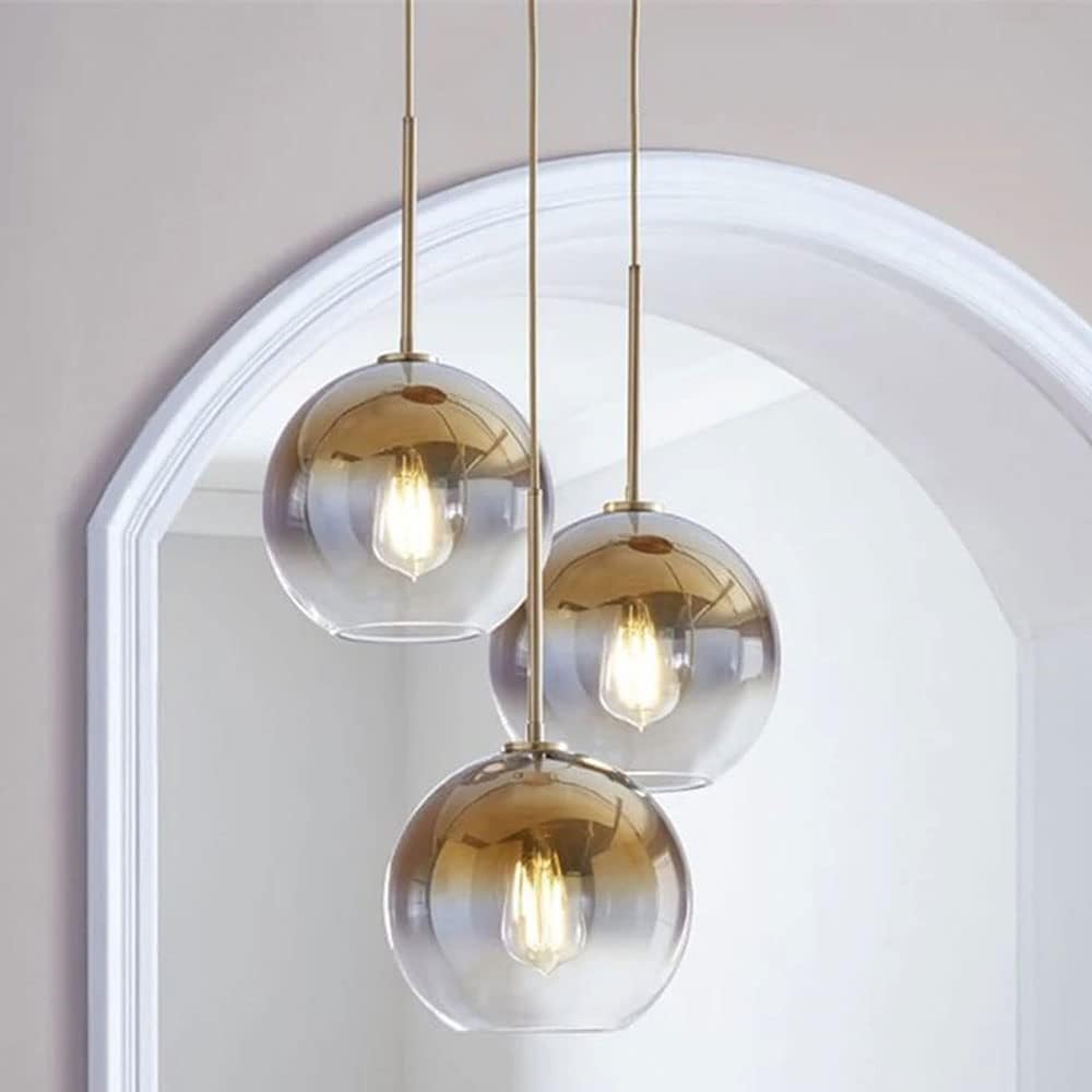 A Million Modern 3-Globe Pendant Light with Gradient Gold Lamp Shade Glass Hanging Lights Fixtures for Living Room Dining Room Kitchen Island Farmhouse