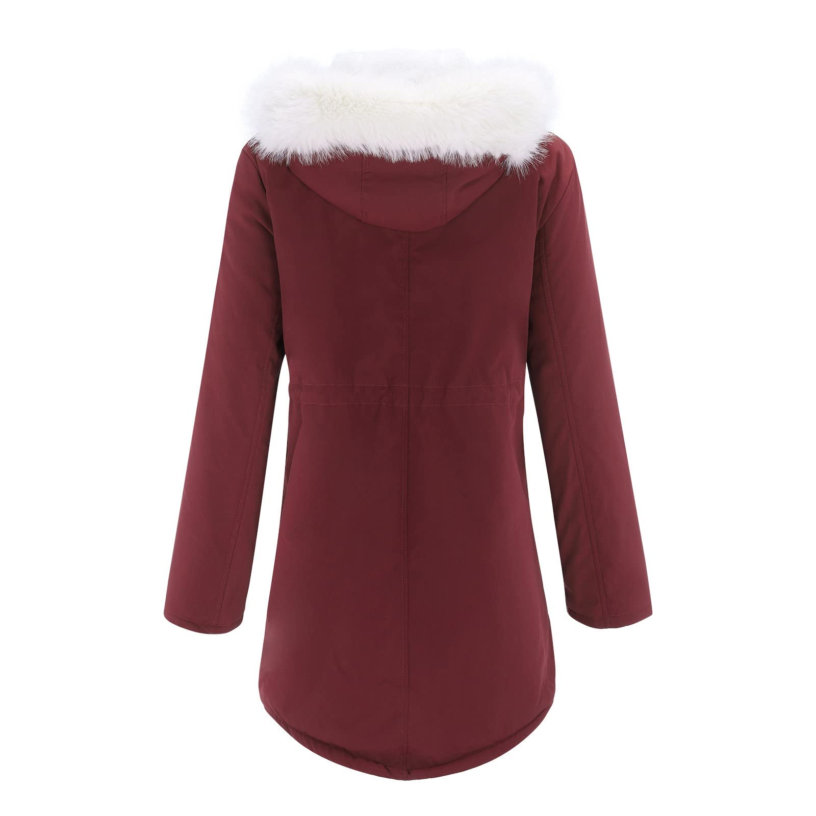 Generisch 2026 Abrigo de invierno de forro polar para mujer con capucha de piel sintética engrosada cálida y moderna, talla grande (XXXXL)
