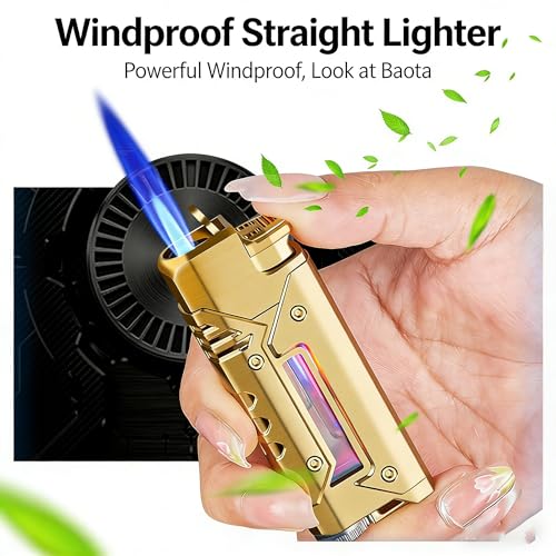 Briquet metálico recargable con llama jet cortaviento miniatura 4