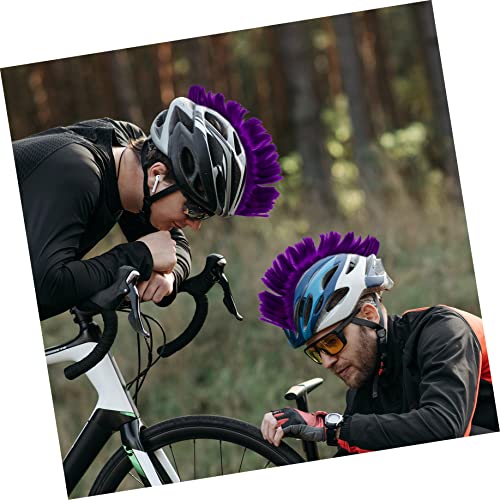 Gafoki 5Pcs Mohawk Extensions Gras Adhesive Biking Accessories Skiing Men Synthetic Short Decor Cockscomb Photo Halloween Prop Helmet Party Helmet/Up Wig Skinhead Adornment Green #TOP4
