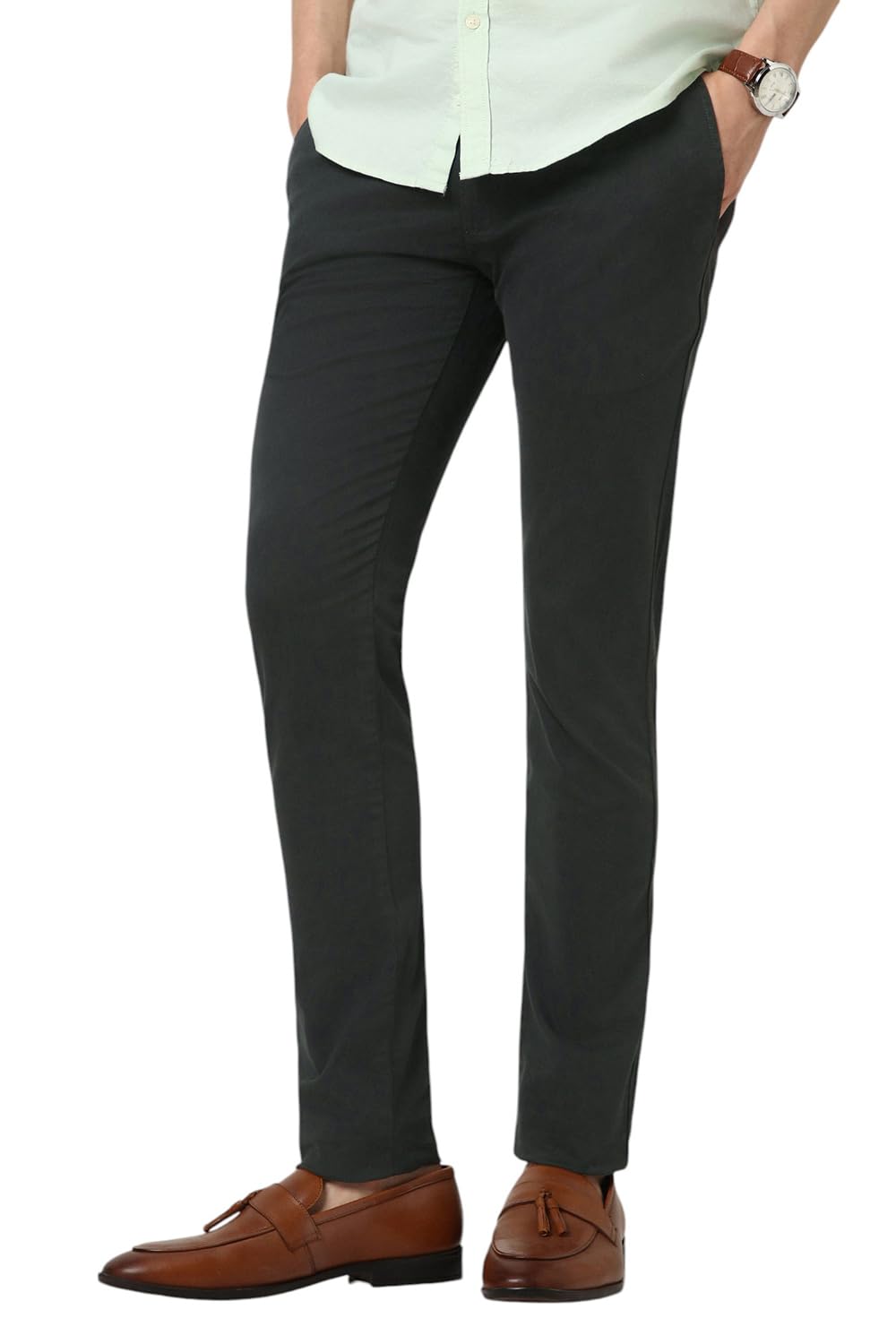 peter england Men's Mid Rise Skinny Fit Stretchable Everyday Casual Trouser | Scoop Pocket Premium Twill Chinos | Flat Front-picture-25