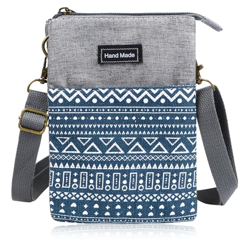 Handytasche zum Umhängen Damen Handy Umhängetasche Mini Crossbody Schultertasche Brieftasche mit verstellbarer Riemen (Blau)