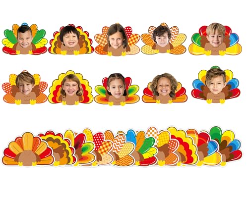 Image of gisgfim 80Pcs Fall Decorations Bulletin Board Thanksgiving Turkey Paper Cut-Outs Classroom Decor for Boy Girl DIY Craft Photo Wall Autumn Turkey Kindergarten Preschool Party Favor Supply