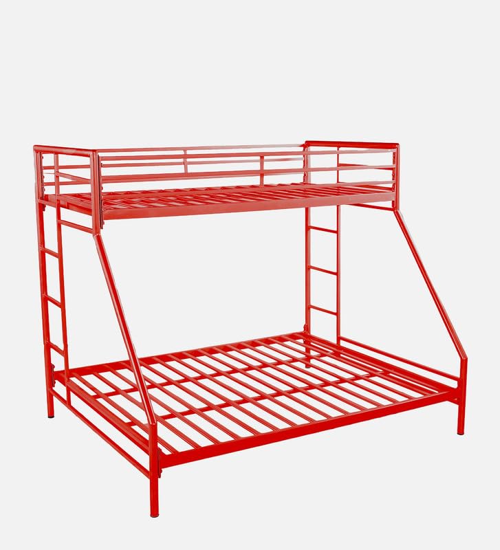 Image of Twin Over Twin Metal Bunk Bed | Bunk Bed Without Storage for Kids & Adult | Double Decker Cot for Kids Room | Space-Saving | Metal Bunker Cot (Mattress Included) (Silver Grey)