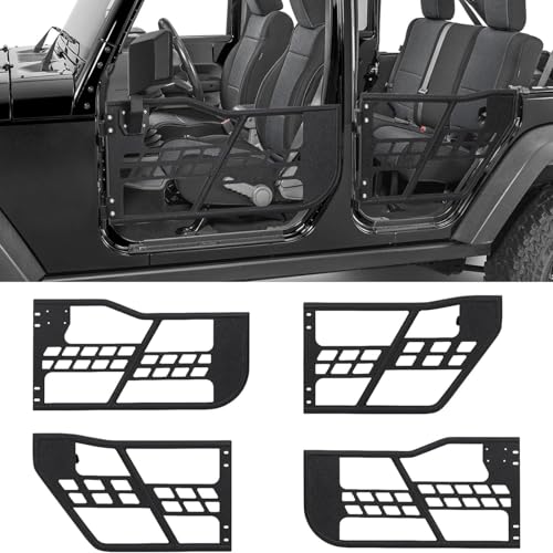 Bolt-on Steel Tube Doors for 2007-2018 a Wrangler JK Unlimited 4-Door Heavy Duty Half Doors with Mirrors Direct Fit Front & Rear Set of 4 No Drilling Required Trail-Ready Exterior Accessories