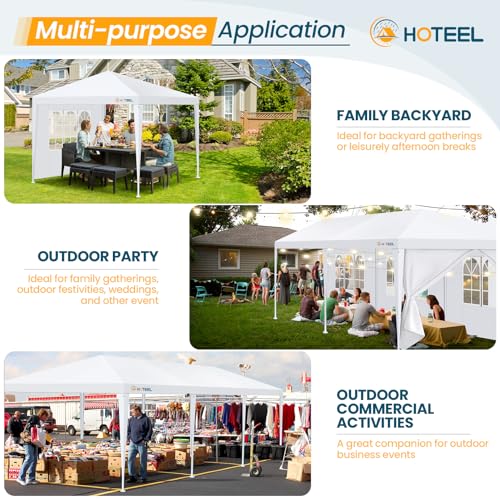 Image of HOTEEL 10'x30' Party Tent with Removable Sidewalls, Large Canopy Tent for Weddings, BBQ, Parties, Patio Camping Gazebo, Waterproof, White