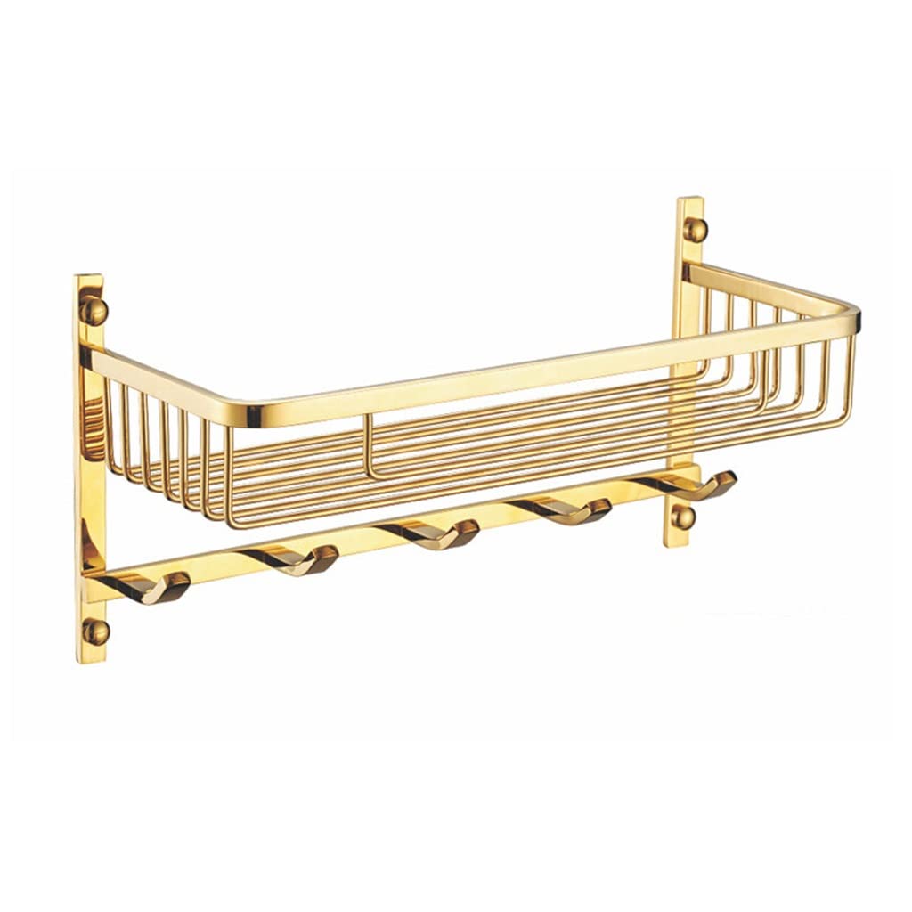 Shower Caddy Gold Stainless Steel Shelf With Hook Bracket Shelves Golden Basket Bathroom Shower Storage Organizer Storage Rack