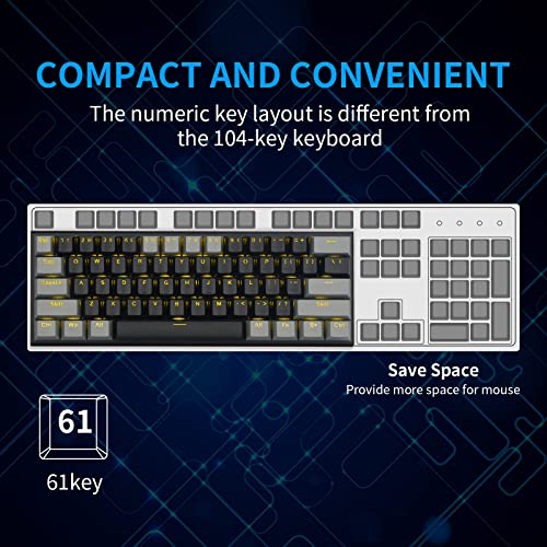 Image of HUO JI Mechanical Keyboard 61 Keys, E-YOOSO 60% Small Compact Gaming Keyboard, USB Wired, English Layout, Compatible for Windows, Black + Gray, Blue Switch