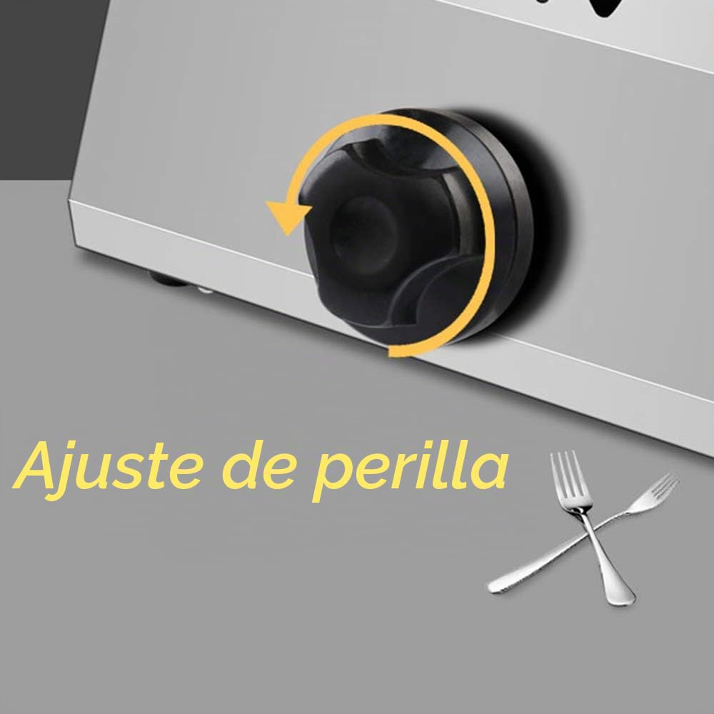 Freidora de gas de mesa de acero inoxidable, doble tanque de capacidad de 12 litros, con 2 canastas y aderezos, cocina industrial comercial o uso doméstico