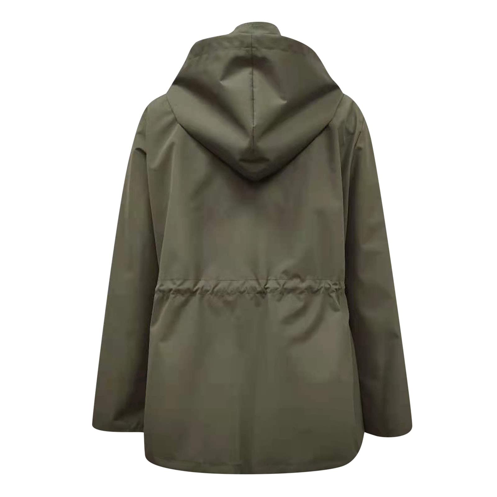 Chubasquero impermeable casual de las mujeres con cremallera sólida con capucha