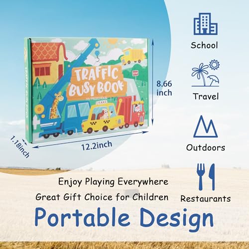 Image of Busy Book for Toddlers, Preschool Learning Activities, Montessori Toys for 3+ Years Old Boys and Girls, Easter Gifts, Transportation Sticker Book