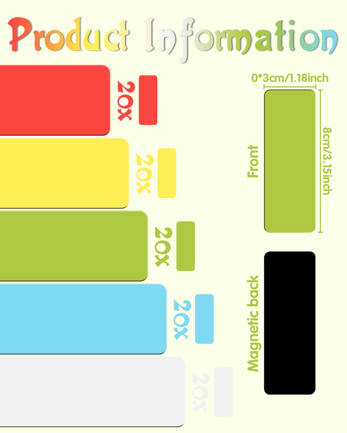 100 Etichette Magnetiche Scrivibili - 80x30 Mm, 5 Colori, Per Frigorifero E Lavagna - Foto 5