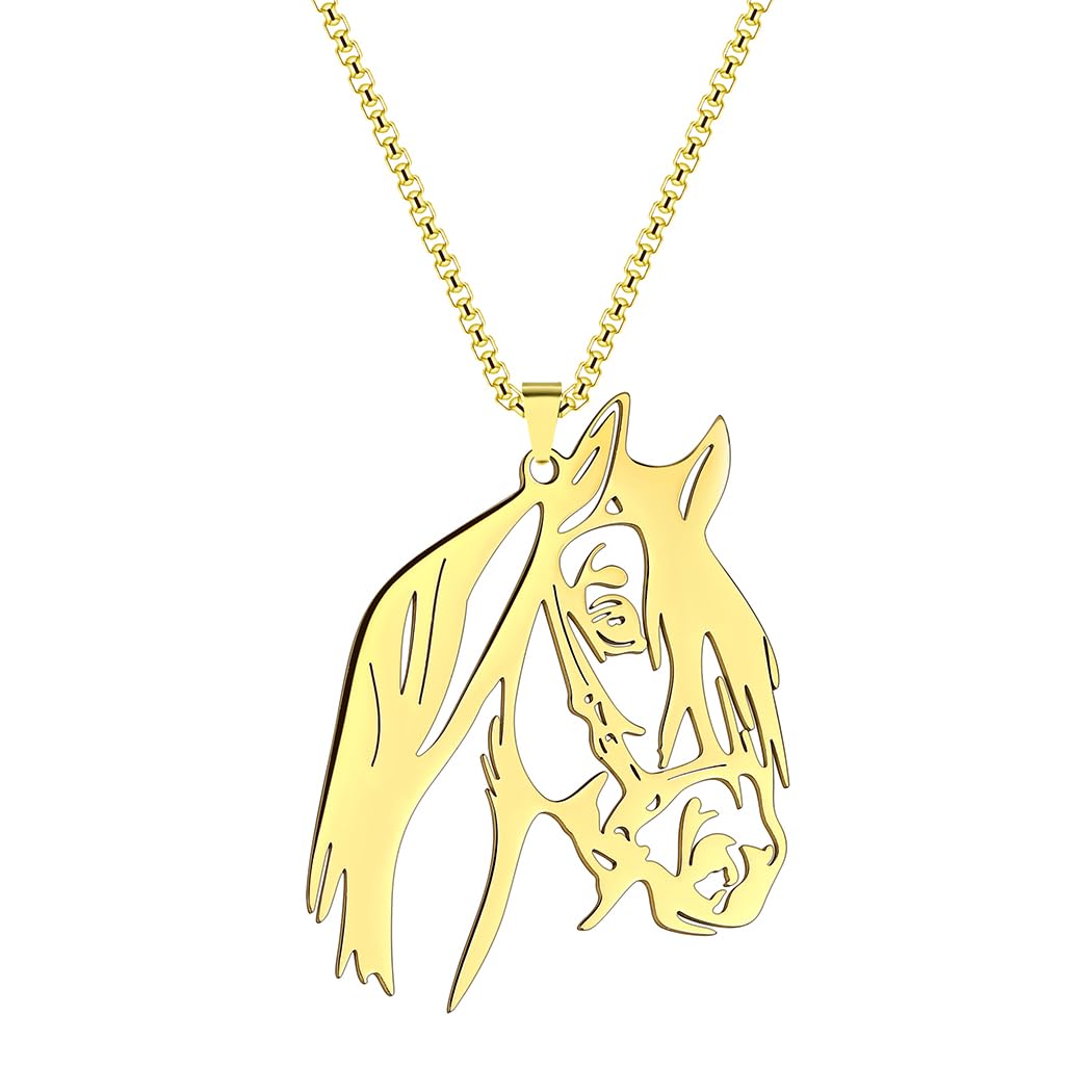 Chereda Collar con colgante de cabeza de caballo hueca