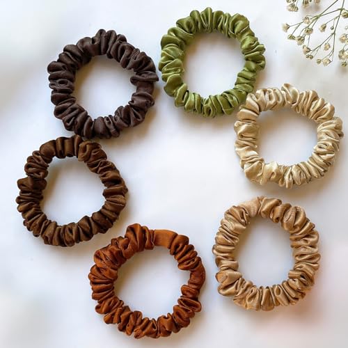 SILVR BEAR Satin Scrunchies for Thin Hair (6 Pack)