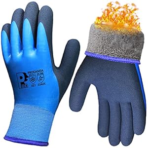 PROGANDA Waterproof Work Gloves Thermal Liner Superior Grip Coating Warm for Outdoor Cold Weather Car Cleaing Gardening…