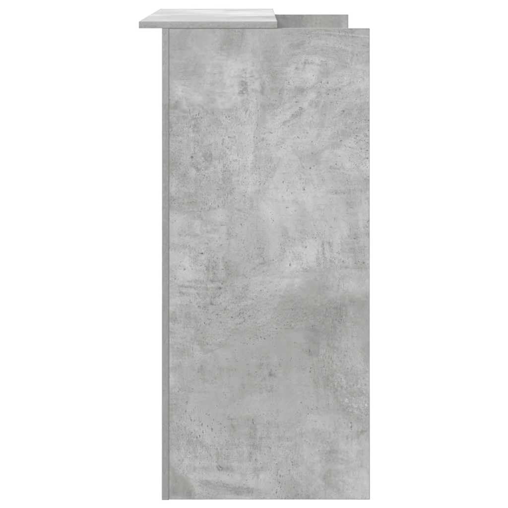 Bancone per ricevimento, in legno grigio cemento, 100 x 50 x 103,5 cm, con ripiano, scaffale per ufficio, segretario, tavolo da lavoro per computer, ergonomico, salvaspazio