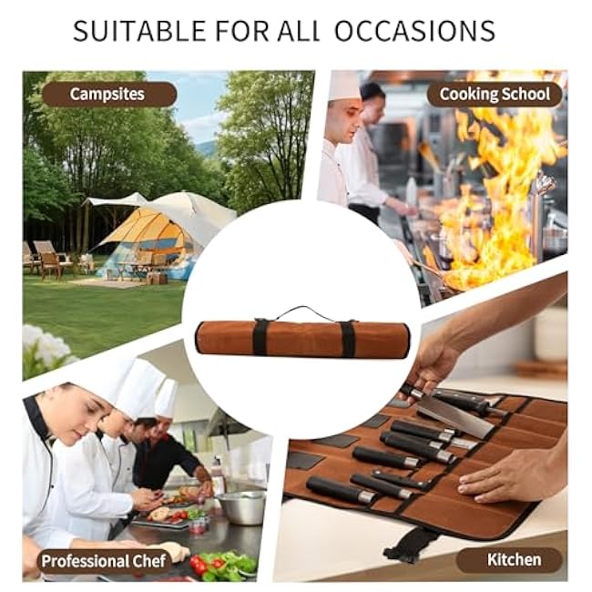 Chef Knife Roll Bag Waxed Canvas chef bag for Chefs Professional