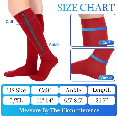Image of Tarpop 4 Pairs Men Zipper Compression Socks Colorful 20-30mmhg Compression Stockings with Zipper for Men Women Swelling Edema