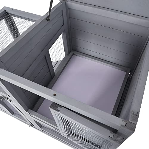 Kaninchenstall, 88,9 cm Holz Hasenkäfig Leiter, Hasenhaus Innenbereich 2 ausziehbaren tieferen, auslaufsicheren Schalen… – Bild 8