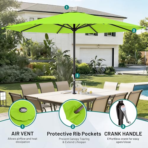 Image of AreShark 12 FT Patio Umbrella for Outdoor, Outdoor Table Umbrella with Crank, Outdoor Patio Umbrellas with 8 Sturdy Ribs, Patio Umbrellas for Market, Garden, Pool (Apple Green)