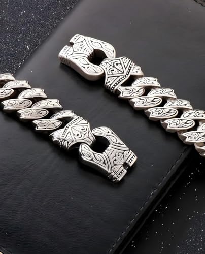 Italian Real Men Heavy S925 Sterling Silver Bracelets, Unique Luxury Vintage Style Men's Silver Bracelet, Chunk Chain Bracelets Nice Gift for My Man, Son, Boyfriend, Dad4