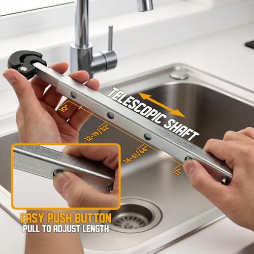 Image of GRENPRO Telescoping Adjustable Basin Wrench For Sink Faucet Plumbing Tool