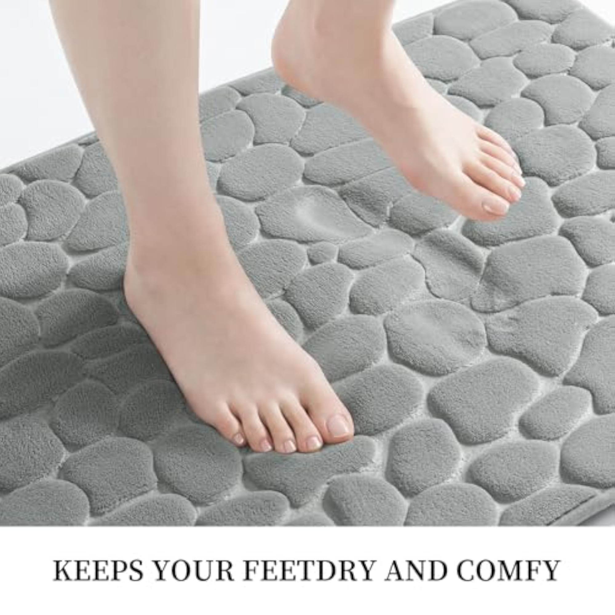 Memory Foam Bath Mat, Cobblestone Design, Super Absorbent
