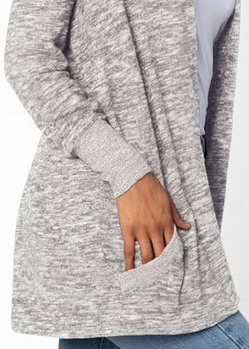 Image of chicka-d Women's Cozy Fleece Cardigan Heather Grey