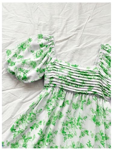 Image of Floerns Women's Floral Dress Puff Sleeve Dress Square Neck Summer Vacation Picnic Mini Dresses