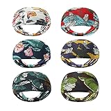 Rapotti 6 Pack Boho Headbands For Women Fashion Wide Headbands Sports Sweat Absorbing Stretch Non-Sl