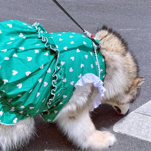 UOSIA Vestido fofo com estampa de coração para cachorro, vestido com babados e renda, vestido de pri