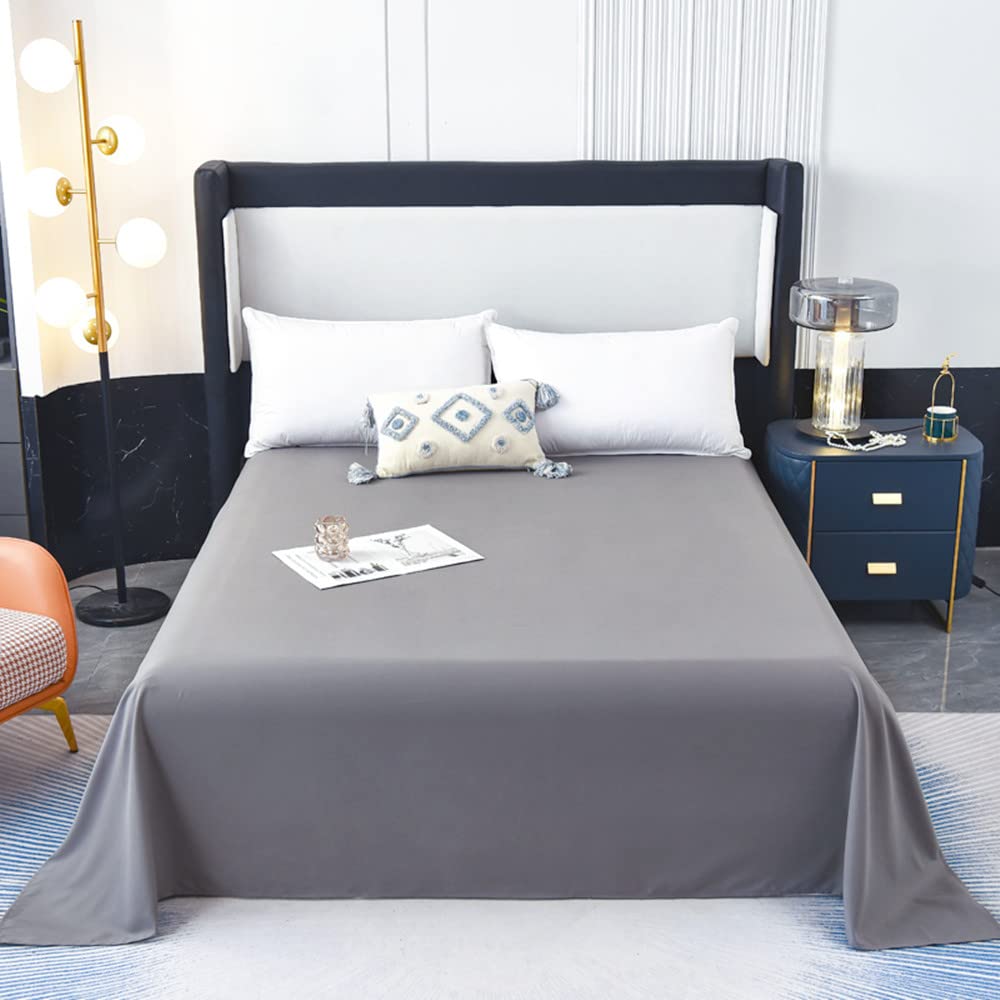 Flat Sheet Only-Luxury Brushed Microfiber Bedding, Bed Top Sheet, Wrinkle, Fade Resistant-1 Pack (Gray, 1 Flat Sheet(Queen))