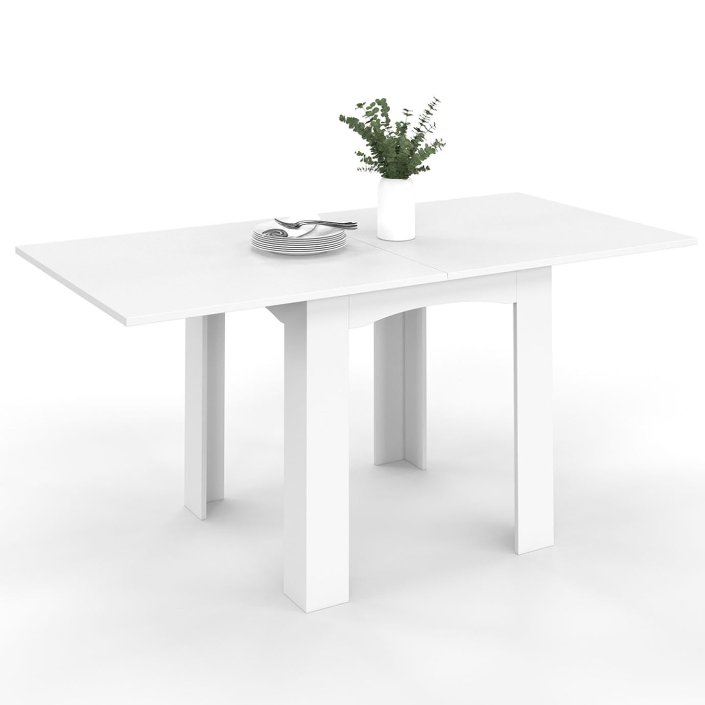 IDMarket - Tavolo da pranzo allungabile DONA 4-​8 persone bianco 80-​160 cm