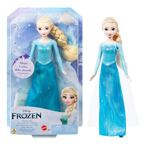 Mattel Brinquedos da Disney Frozen Elsa cantarina, boneca da moda, canta 'Let It Go' em 4 idiomas: Inglês, francês, português, espanhol; inspirado no filme 'Frozen' da Disney, JDX48