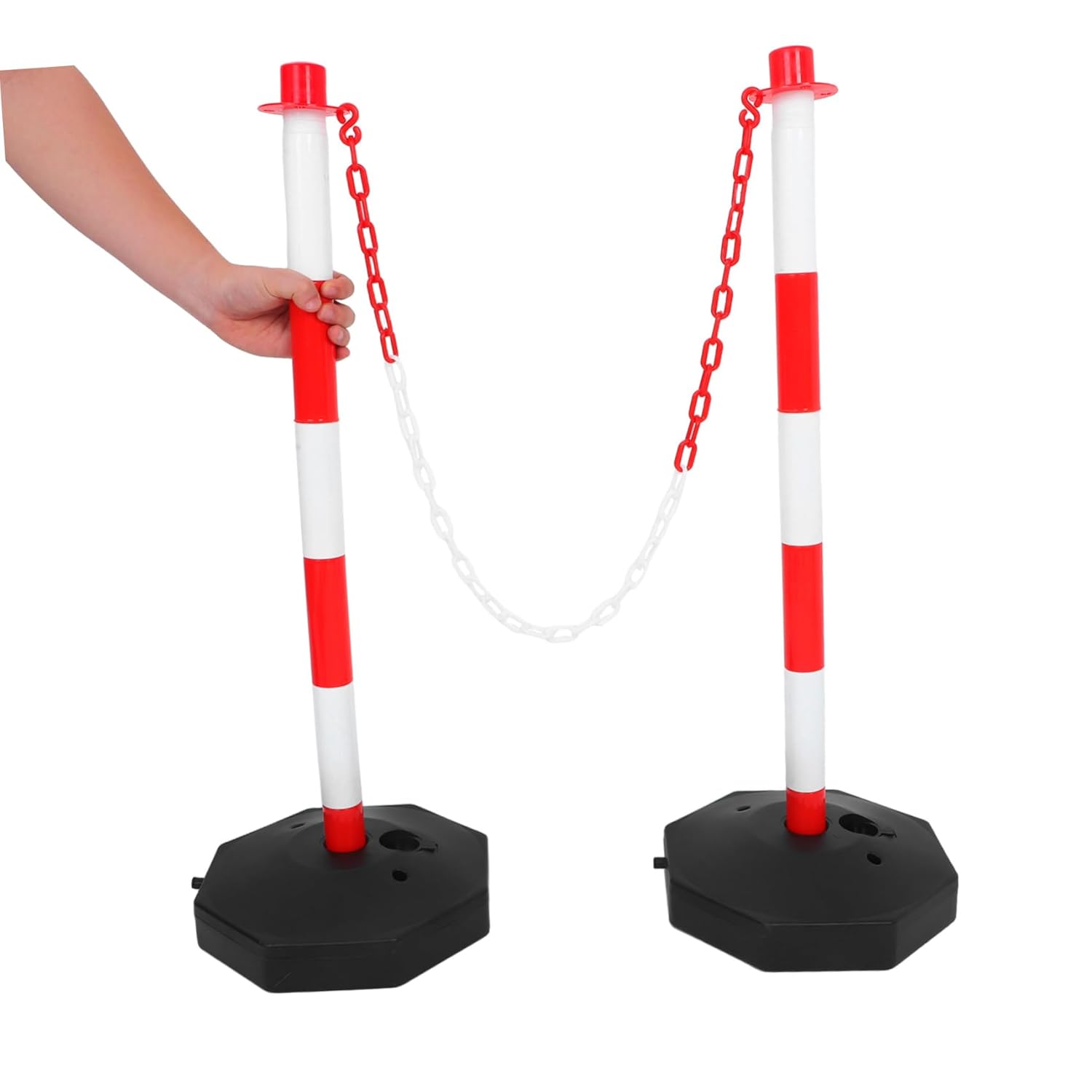 Luxshiny 1 Set Traffic Warning Post with Fillable Base Reflective Collar and Chain for Driveway Barrier for Road Construction Parking Lots and Temporary Events