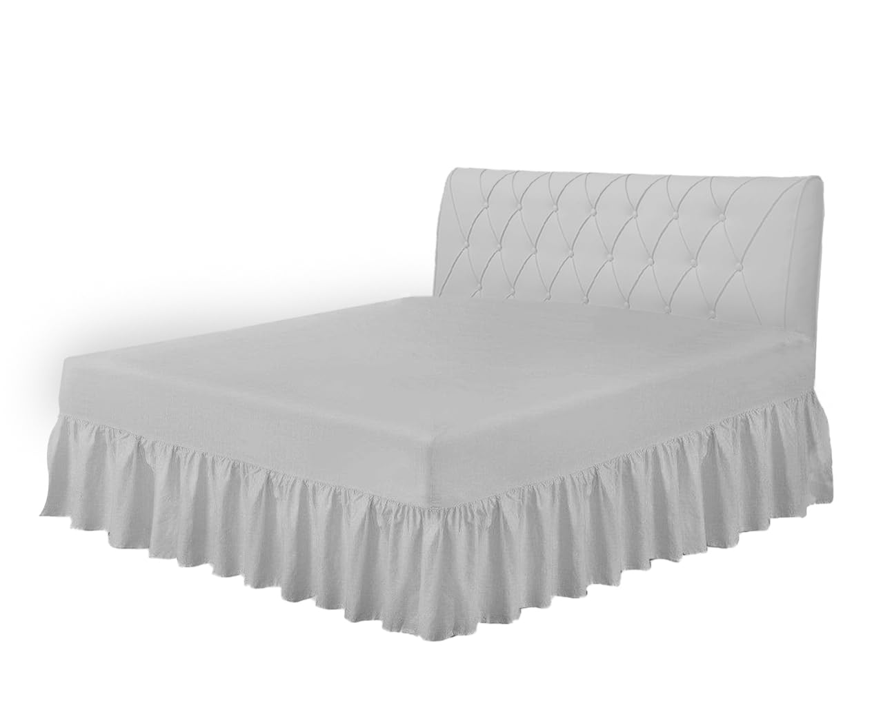 HOME ACE Silver Easy Care Valance Sheet Single Fitted Valance Sheets, Super Soft Cotton Valance Sheets Single, Poly Cotton Single Bed Valance Sheet