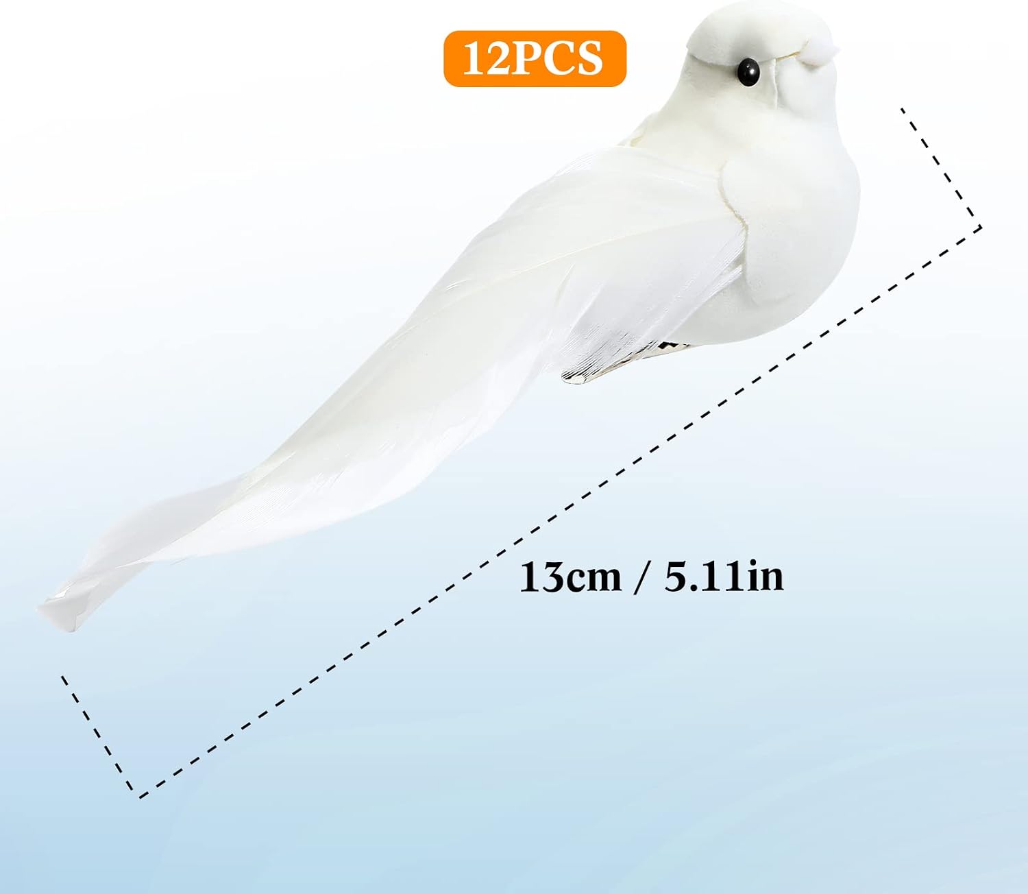 Threan 12 Pcs 5.11 Inch Artificial White Bird Bulk Small Feathered Doves