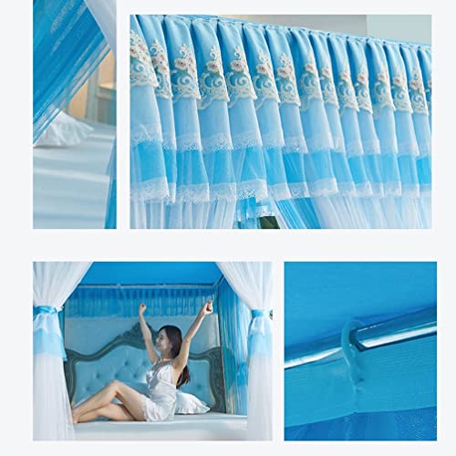 Moustiquaire de lit double bleu facile à installer en chambre - 3