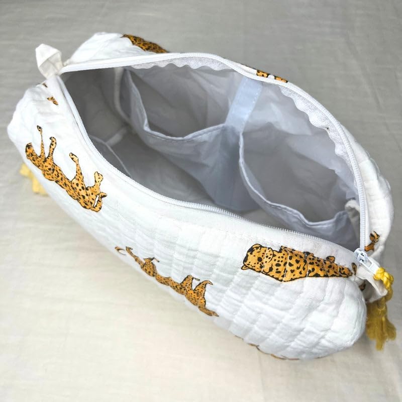 3 Pieces Block Printed Travel Organizer Kit Storage Bag for Women Makeup Bag Travel Cosmetic Bag (DESIGN 17) - Image 3