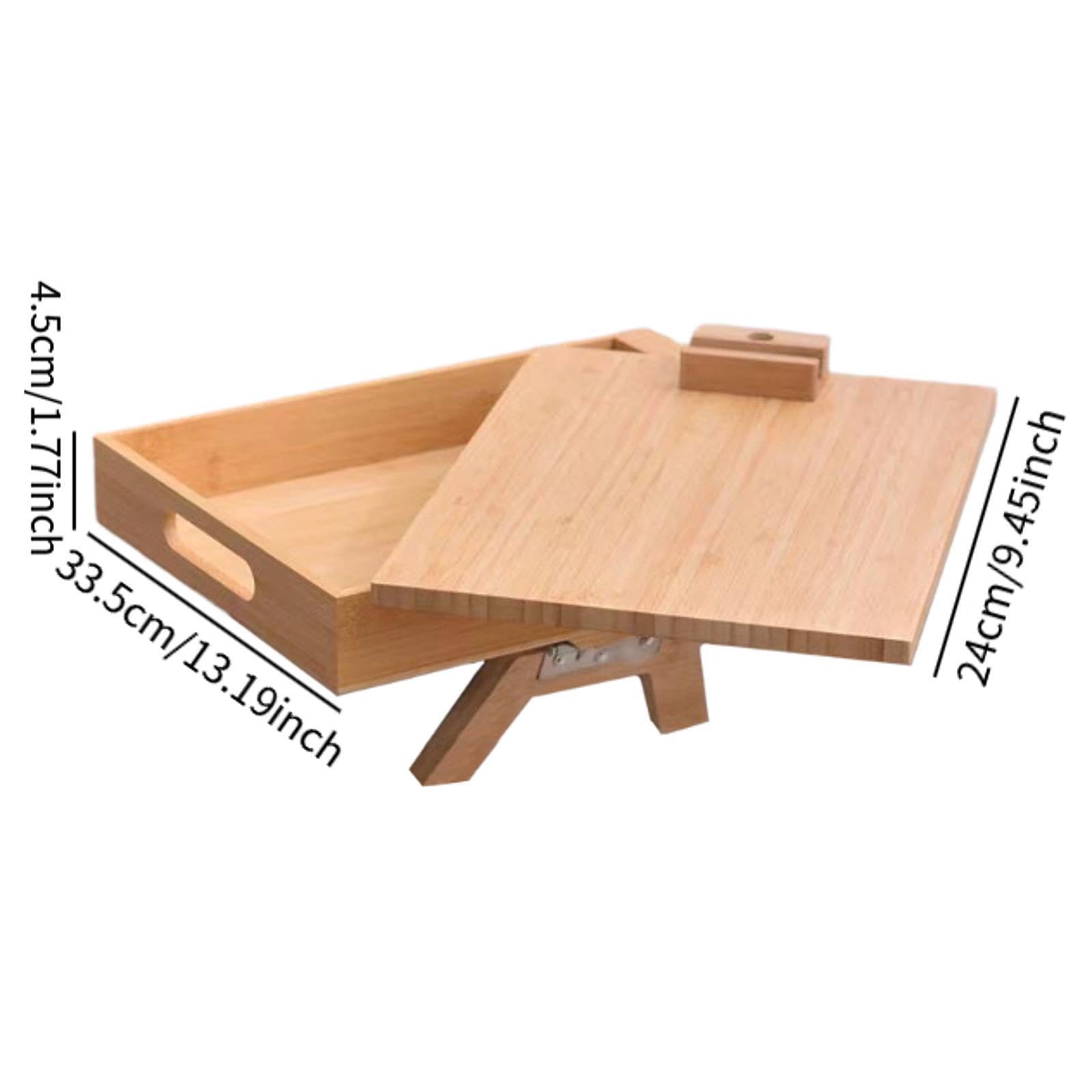 Bandeja de Madera para Reposabrazos de Sofá, Mesa Auxiliar para Mando a Distancia, Taza, Aperitivos.