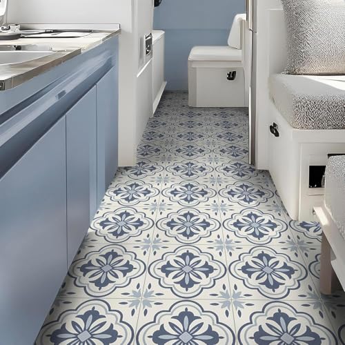 Image of Moroccan Tile Stickers | Waterproof Self Adhesive Peel & Stick Tile Decals for Kitchen Backsplash, Bathroom Wall, Floor, Furniture & Glass (6x6 Inch, Design 57)