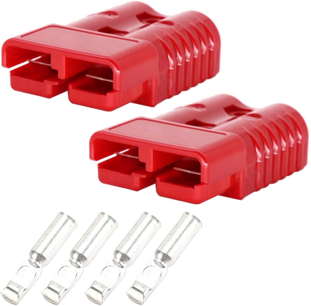2PCS 175Amp Battery Quick Connectors, 600V Jumper Cable Quick Disconnect Wire Harness Plug Set for Recovery Winch, Towing Systems, Car Accessories for Car, Bike, ATV, Winches (Red)
