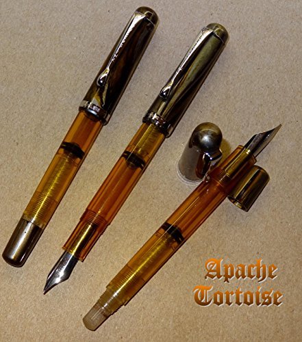 Konrad Flex NIB Apache Tortoise Pistón Fill Fountain Pen by noodler' S Ink