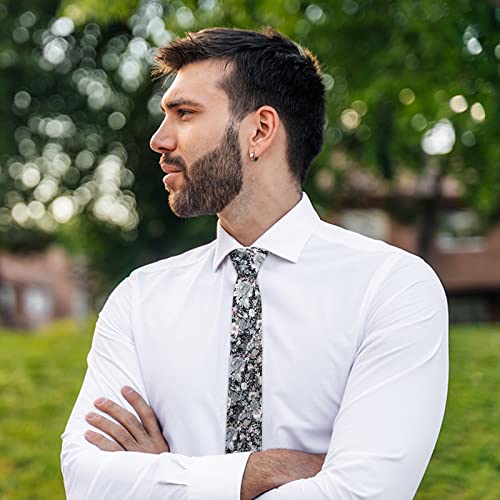 Image of Mantieqingway Men's Cotton Floral Neck Tie 2.56'' Printed Skinny Tie