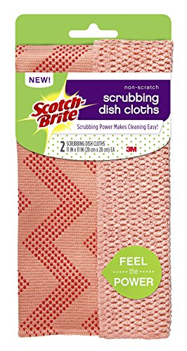 Scotch-Brite Non-Scratch Coral Scrubbing Dish Clothes, Scrubbing Power Makes Cleaning Easy, 2 Cloths