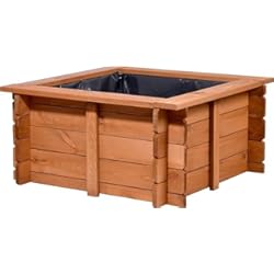 Paredes Prefabricadas Para Exterior dobar 29236FSCe - Mini Estanque de Madera Resistente para jardín, terraza, balcón, Incluye lámina, 78 x 78 x 42 cm, Color marrón