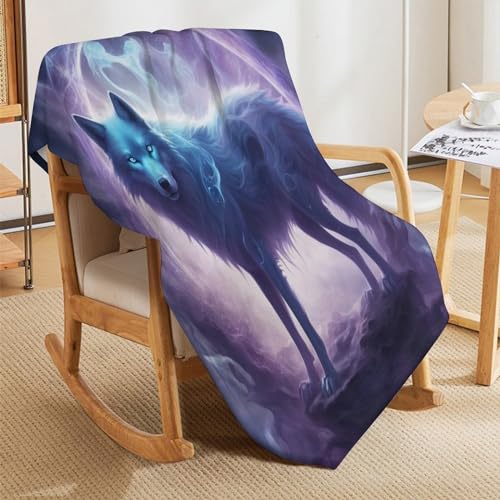 Manta de lobo en forro polar de alta densidad para sofá 5