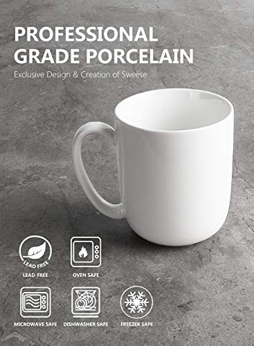 Sweese 604.001 Porcelain Mugs For Coffee, Tea, Cocoa, 15 Ounce, Set Of 6, White #TOP1